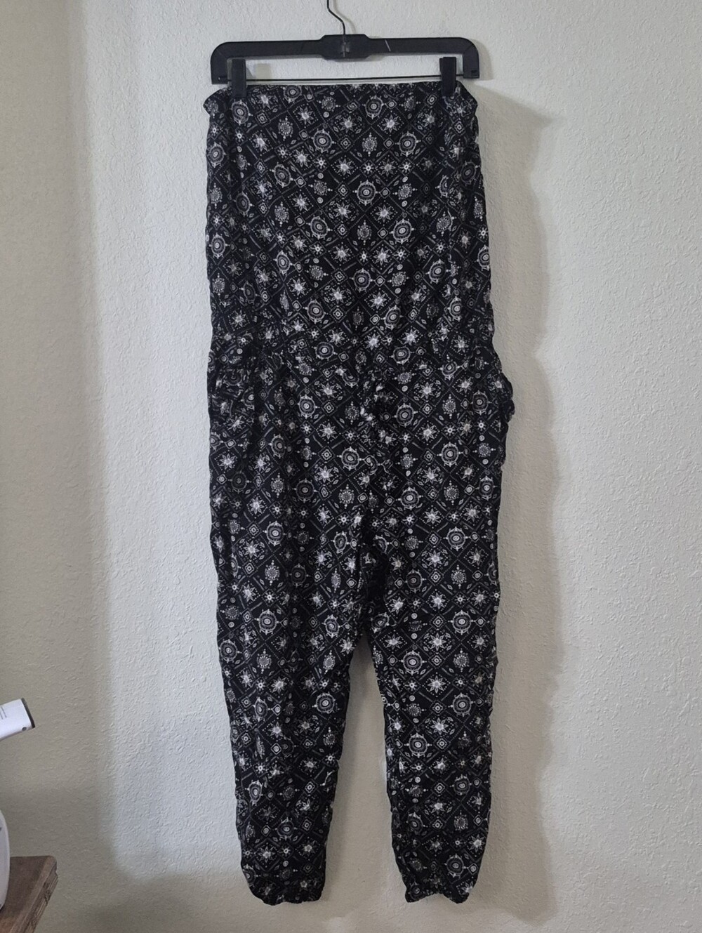 Mudd Black and White Printed Strapless Jumpsuit